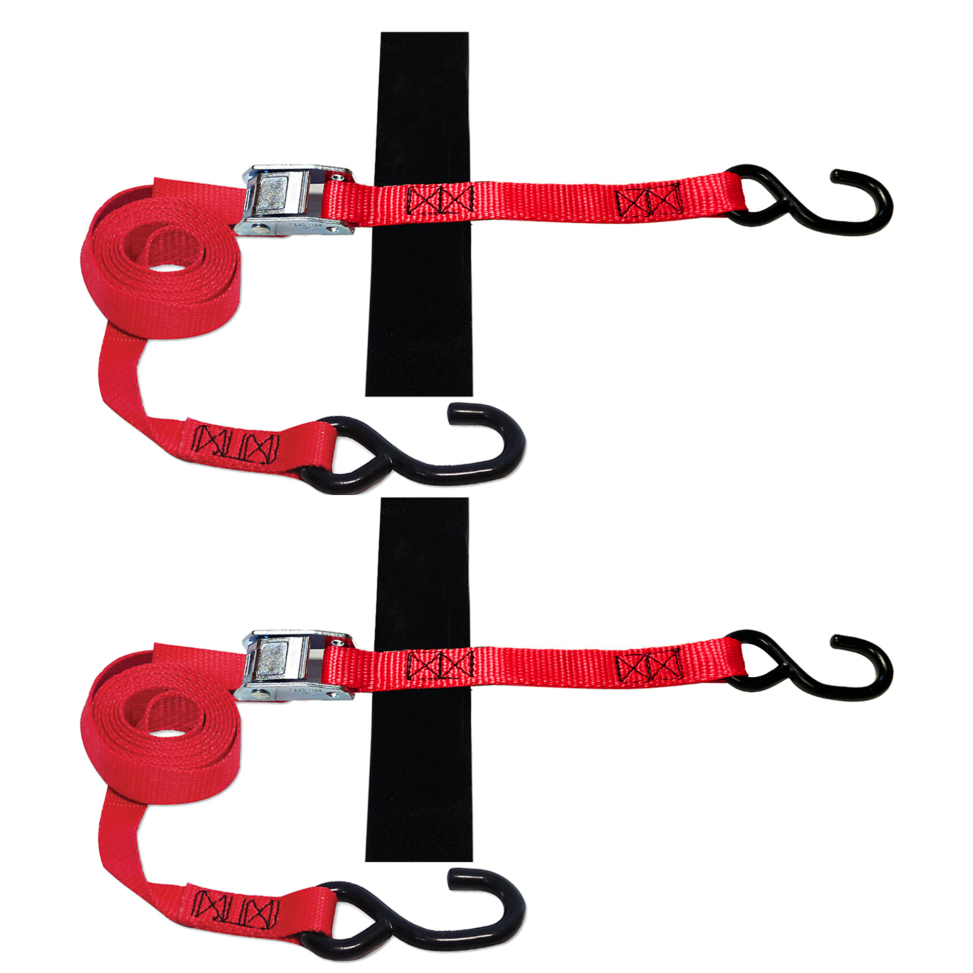 Snap-Loc Cam Strap Tie-Downs - 1in. x 8ft., S-Hook, 1500-Lb. Breaking Strength, 2 Pk, Model# SLTHS108CR2